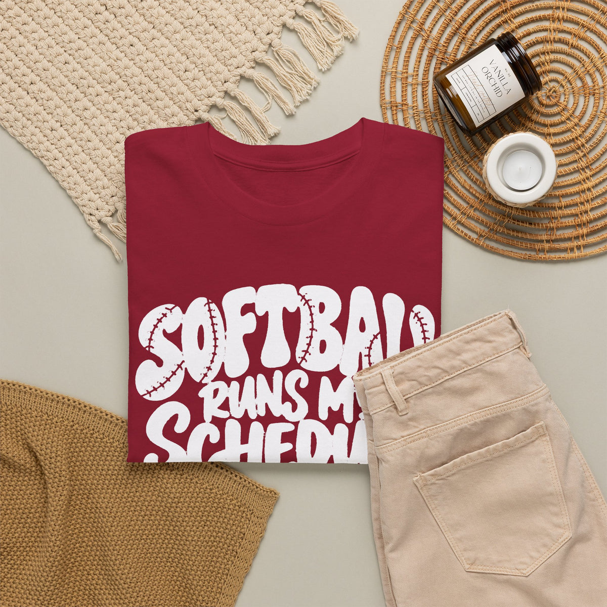 Softball Runs My Schedule T-Shirt — Women's & Girls Softball Mom/Dad Tee