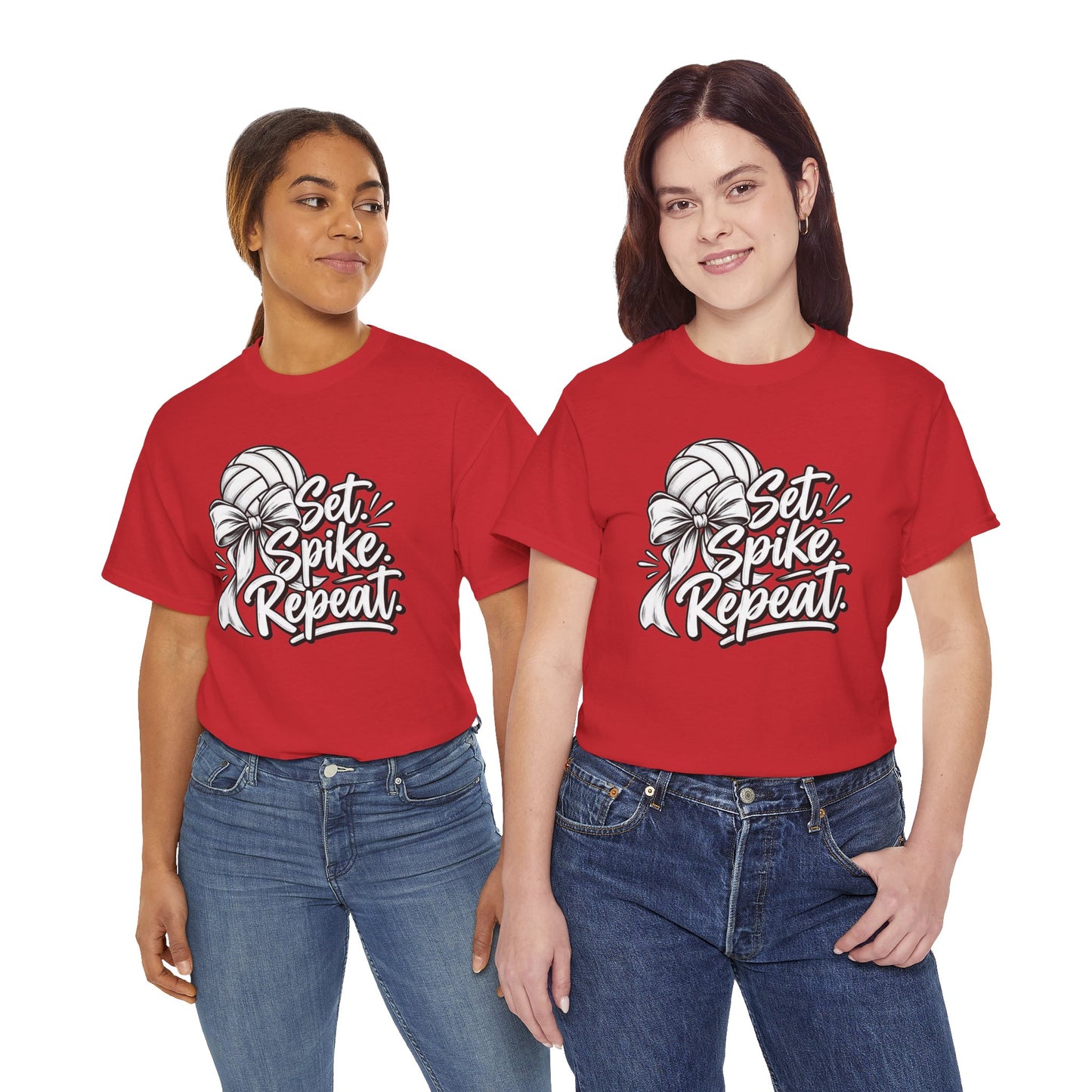 Volleyball Tee – “Set, Spike, Repeat” Graphic T-Shirt