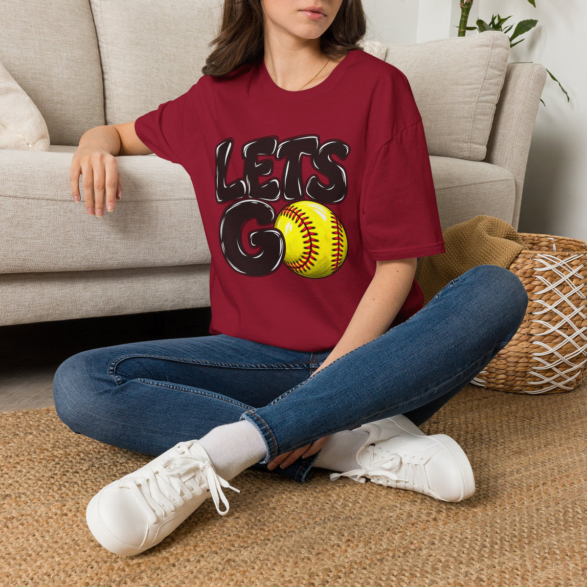 Lets Go Softball T-Shirt — "LETS GO" Graphic with Softball