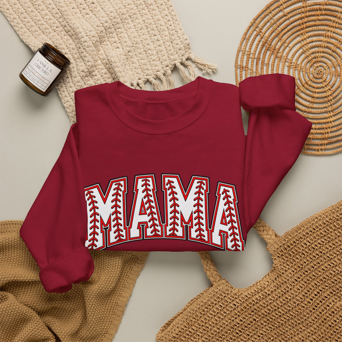 Mama Baseball Stitch Crewneck Sweatshirt