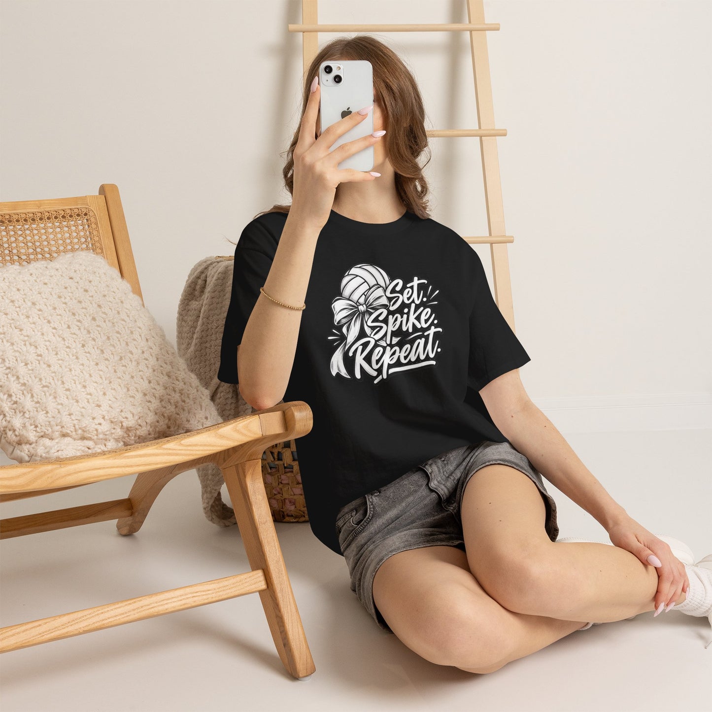 Volleyball Tee – “Set, Spike, Repeat” Graphic T-Shirt