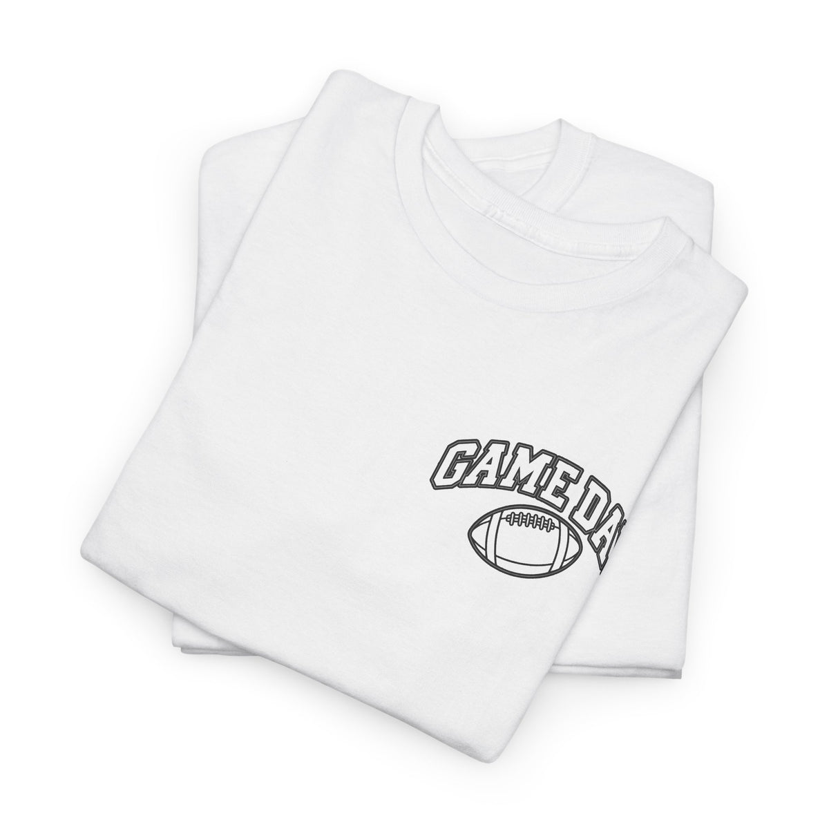 Game Day Football Tee — Minimal Chest Logo White T-Shirt