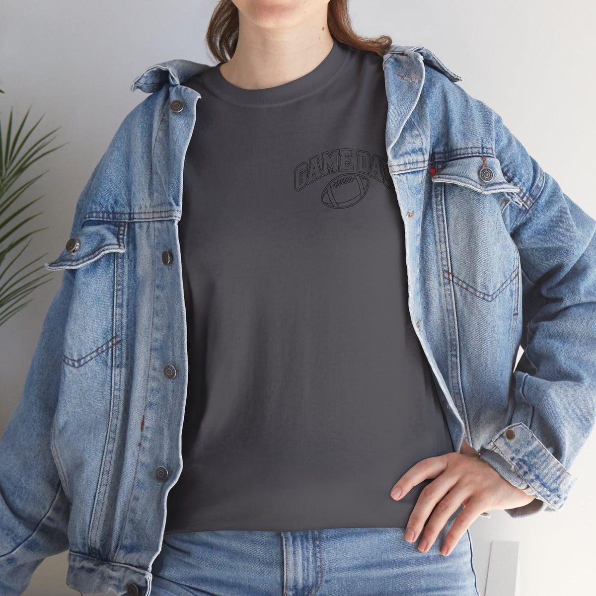 Game Day Football Tee — Minimal Chest Logo White T-Shirt