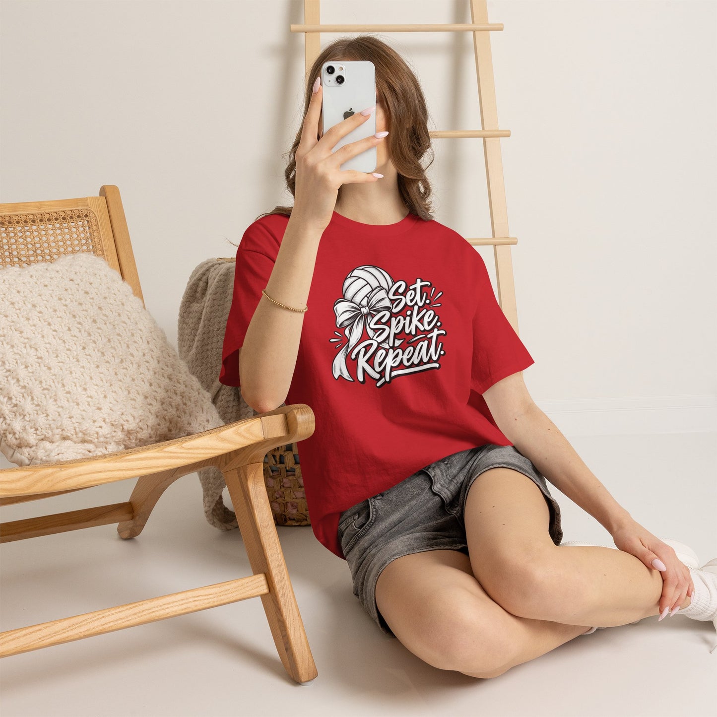 Volleyball Tee – “Set, Spike, Repeat” Graphic T-Shirt
