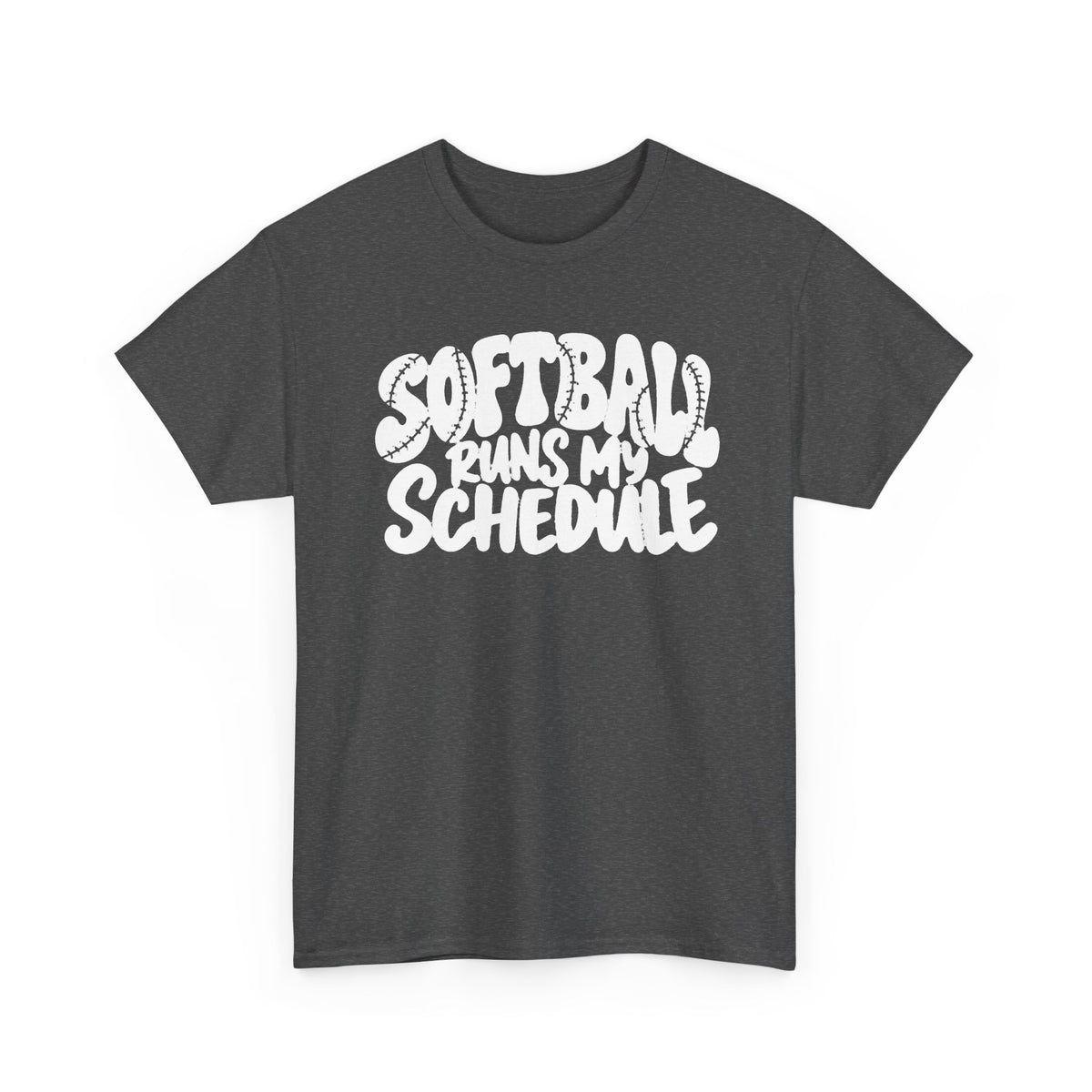 Softball Runs My Schedule T-Shirt — Women's & Girls Softball Mom/Dad Tee