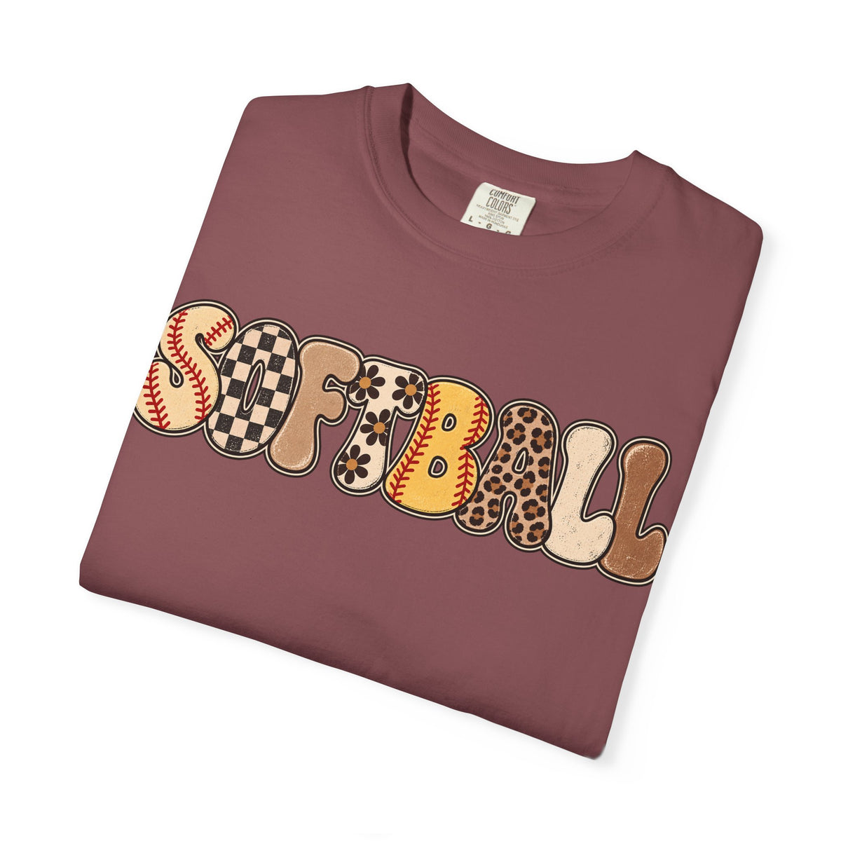 Softball Retro Graphic T-Shirt — Vintage Patterned Lettering