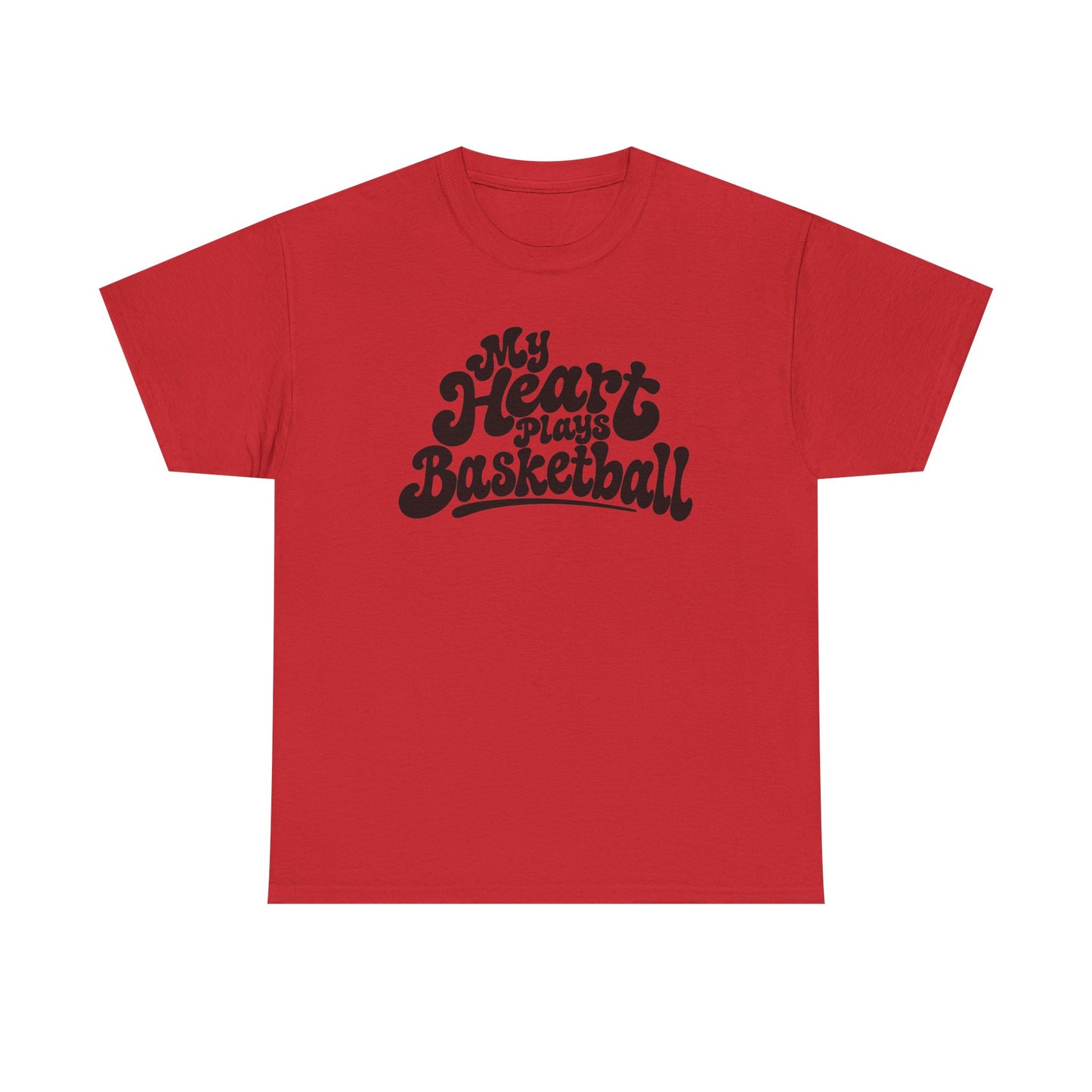 Basketball T-Shirt — "My Heart Beats Basketball" Retro Script