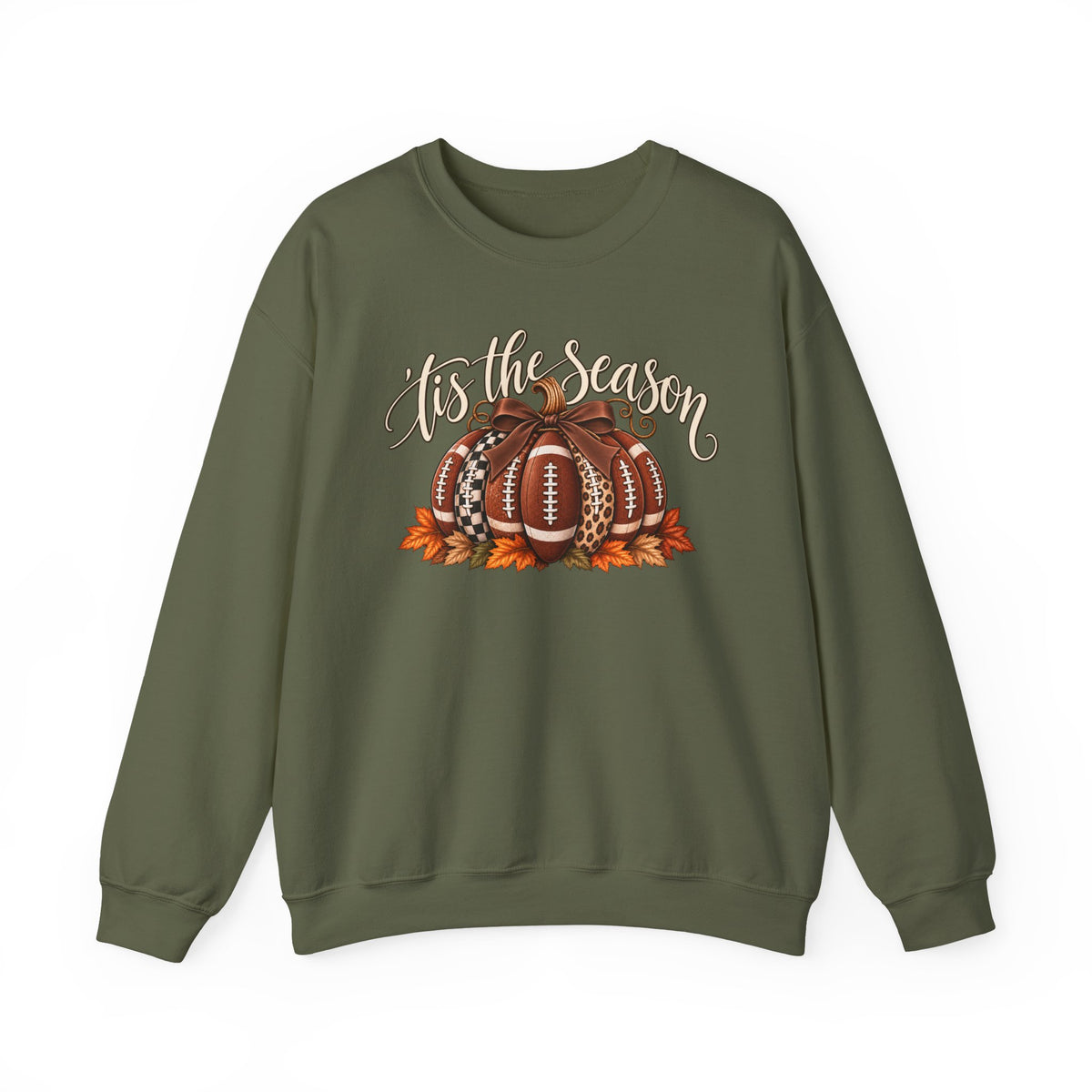 'Tis the Season Football Pumpkins Crewneck Sweatshirt