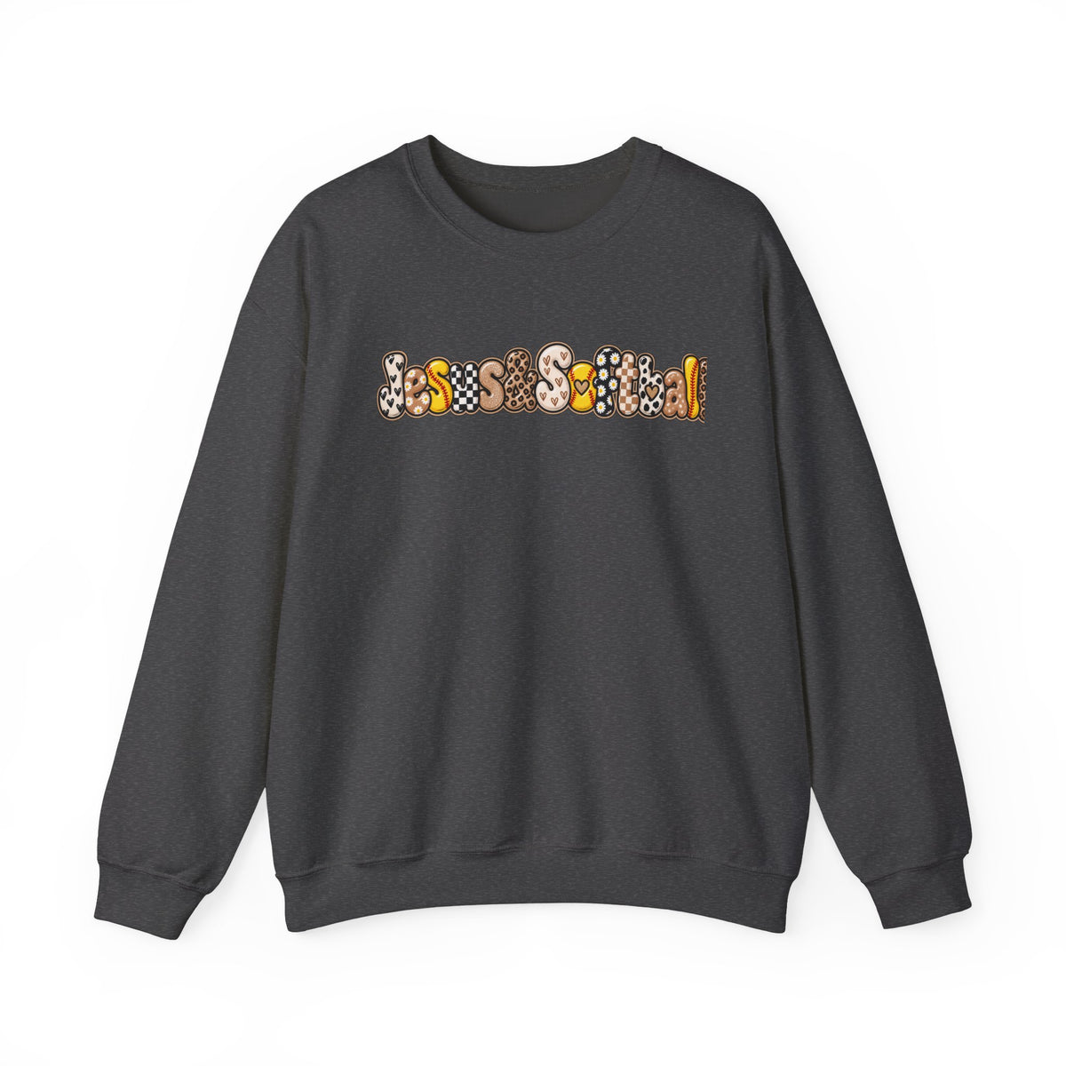 Jesus and Softball Cutsey Design Crewneck Sweatshirt