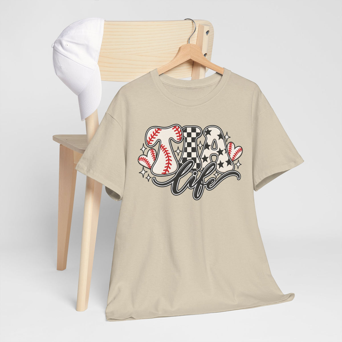 Baseball Life T-Shirt — Retro Heart & Checkerboard Softball Design