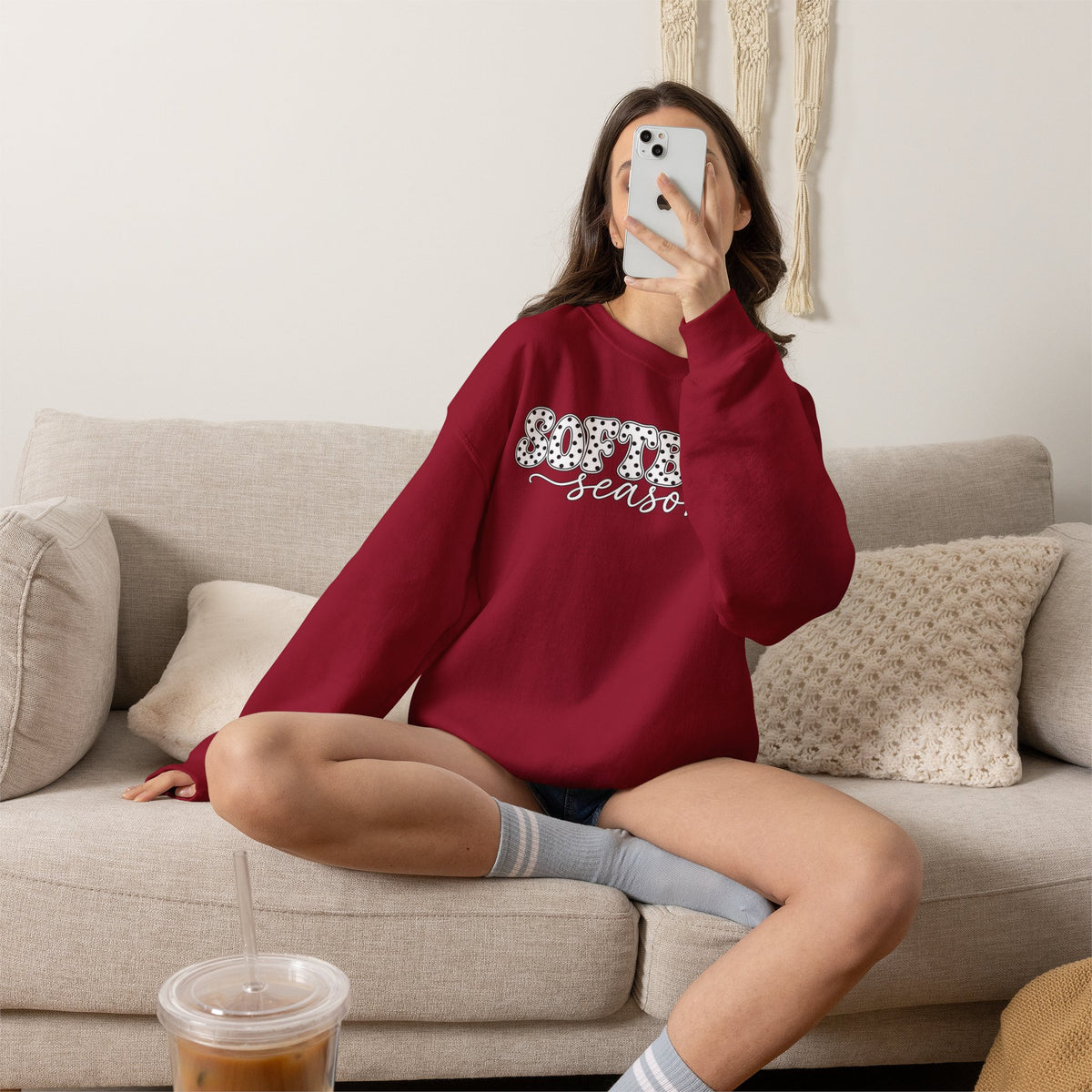 Softball Polka dot Crewneck Sweatshirt