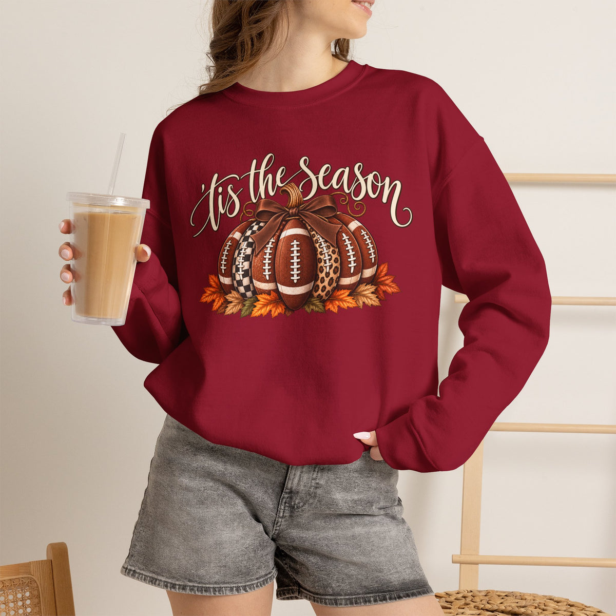 'Tis the Season Football Pumpkins Crewneck Sweatshirt