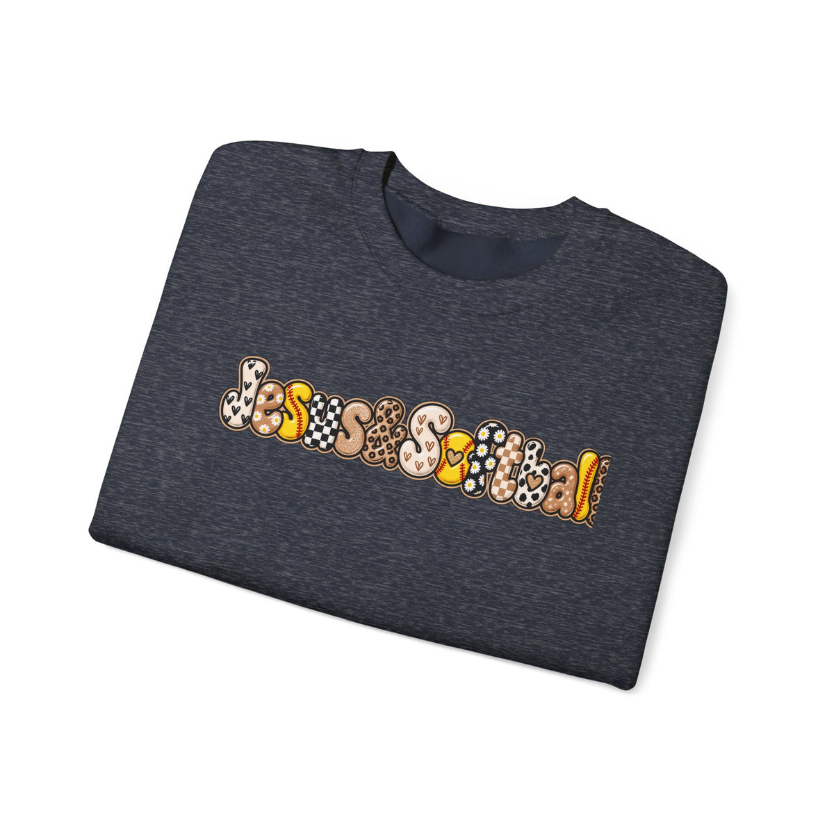 Jesus and Softball Cutsey Design Crewneck Sweatshirt