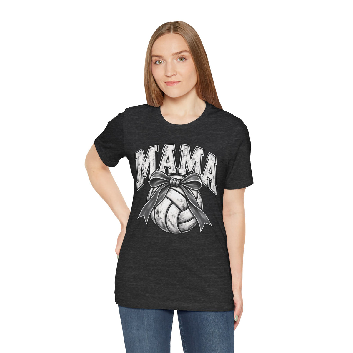 Volleyball Mama Tee — Mom Volleyball Shirt with Ribboned Ball Graphic