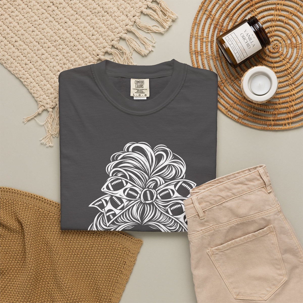Aint Nothin But A Mom Thang Messy Bun Sunglasses T-Shirt — Football Headband Graphic Tee