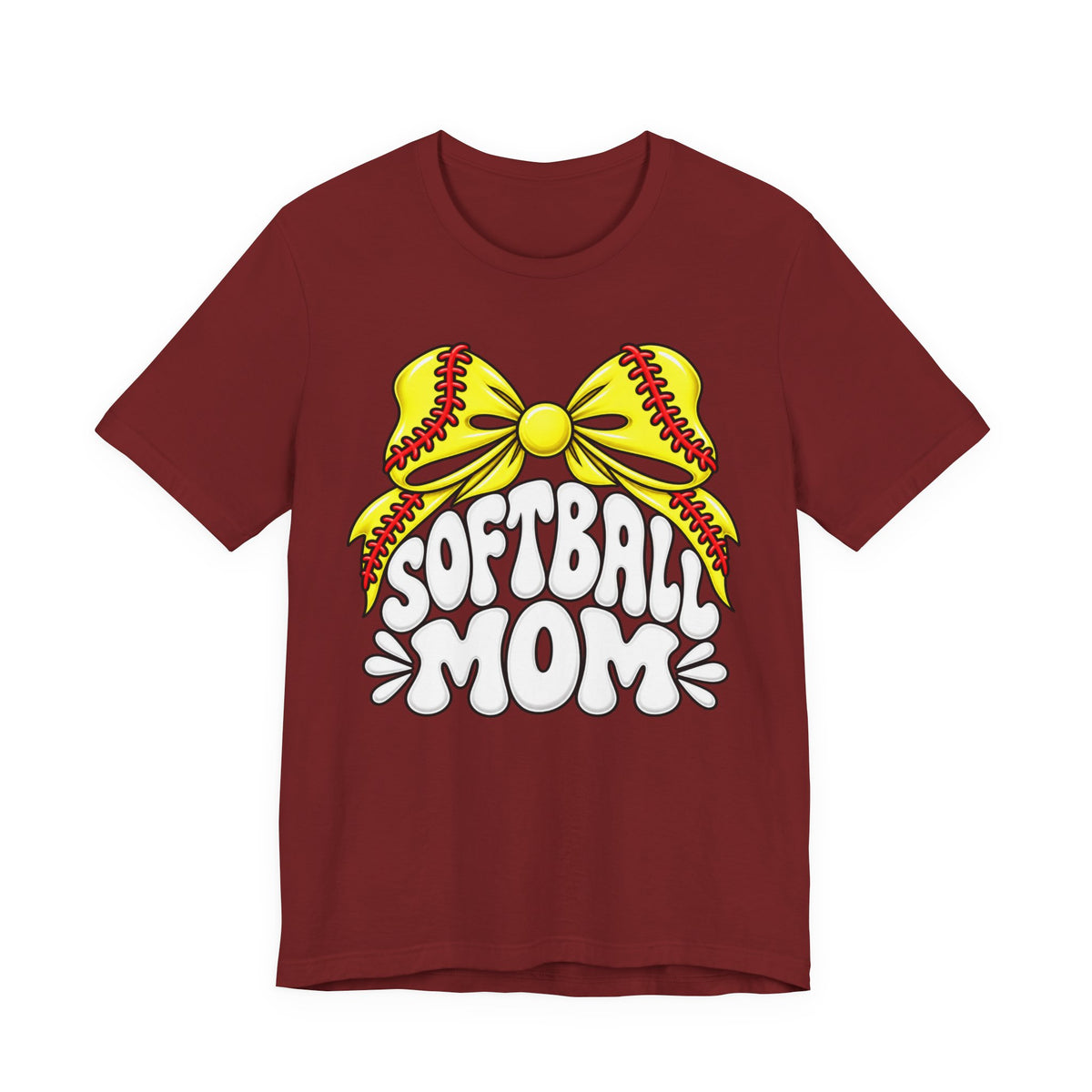 Softball Mom T-Shirt — Yellow Softball Bow Graphic Tee