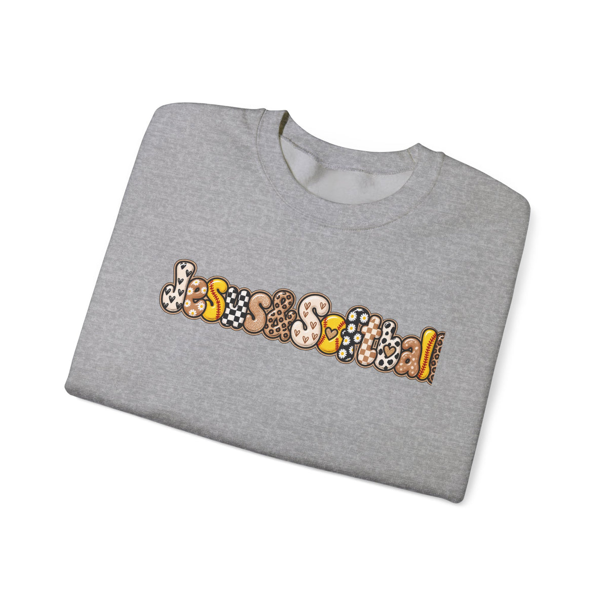 Jesus and Softball Cutsey Design Crewneck Sweatshirt