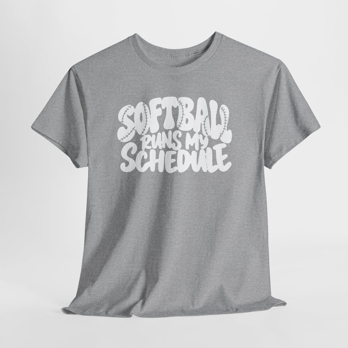 Softball Runs My Schedule T-Shirt — Women's & Girls Softball Mom/Dad Tee