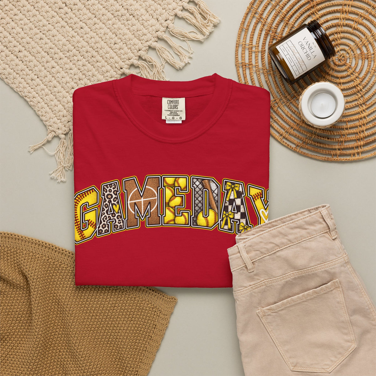 Softball Gameday Retro Patchwork T-Shirt