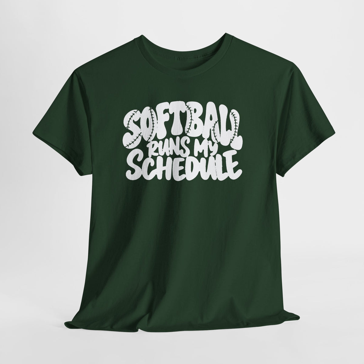 Softball Runs My Schedule T-Shirt — Women's & Girls Softball Mom/Dad Tee