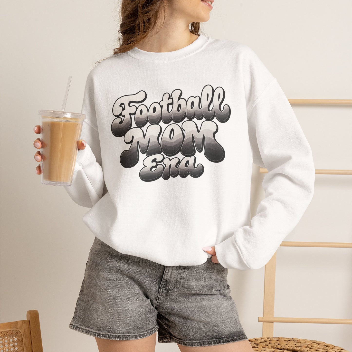Football Mom Epic Crewneck Sweatshirt — Retro Bubble Letter Graphic