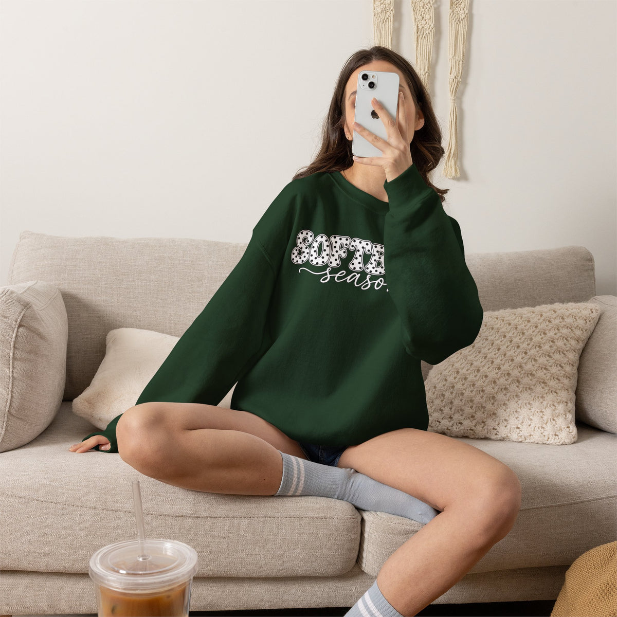 Softball Polka dot Crewneck Sweatshirt
