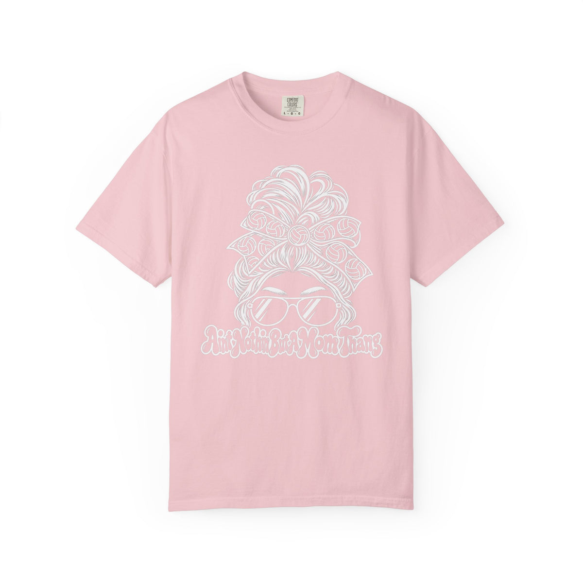 Aint Nothin But A Mom Thang Messy Bun Sunglasses T-Shirt — Volleyball Headband Graphic Tee