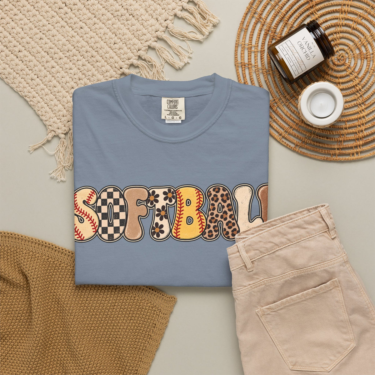 Softball Retro Graphic T-Shirt — Vintage Patterned Lettering