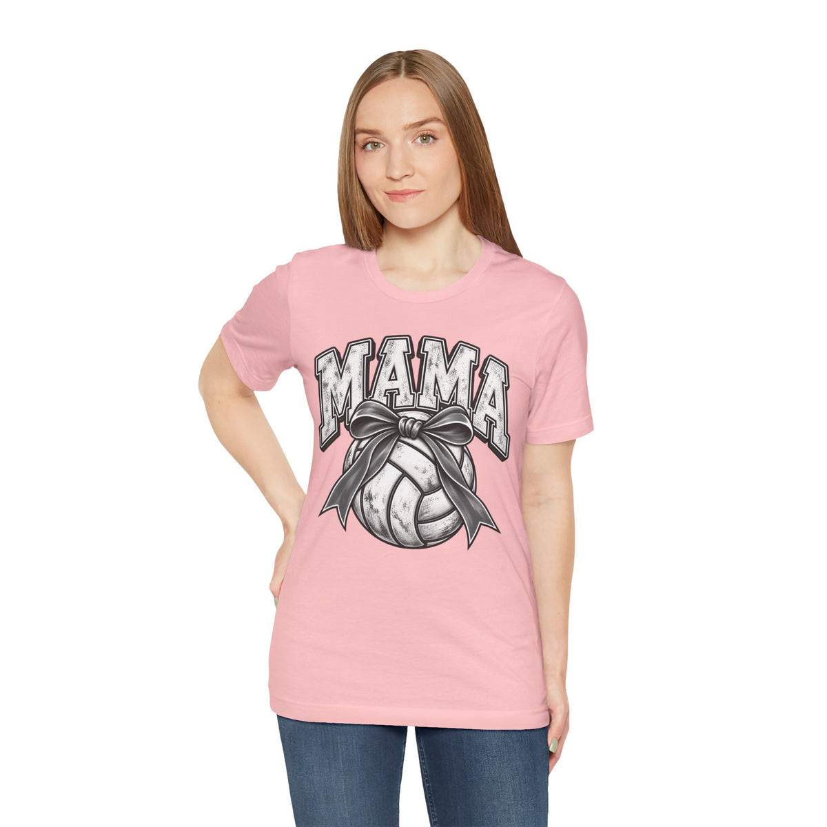 Volleyball Mama Tee — Mom Volleyball Shirt with Ribboned Ball Graphic