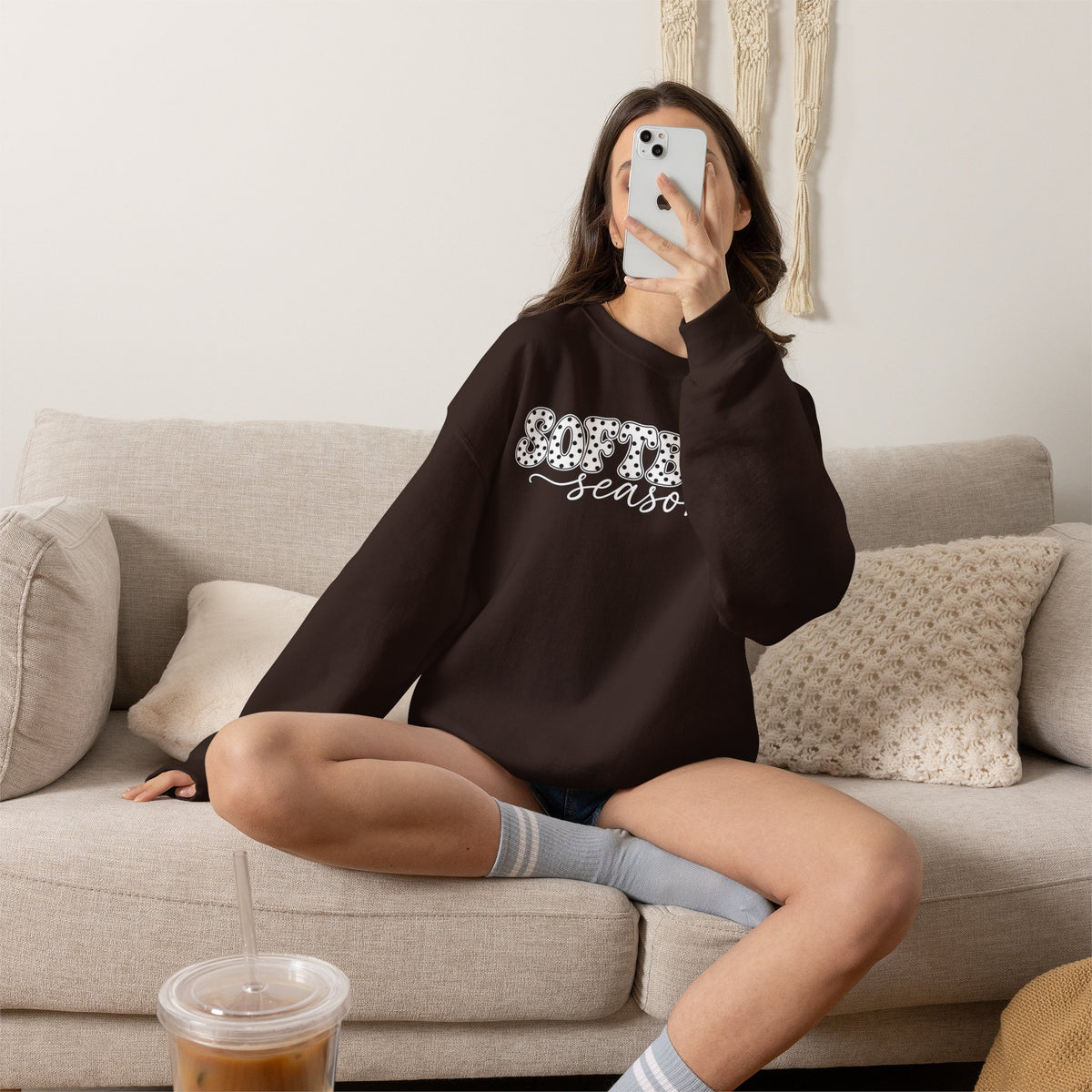 Softball Polka dot Crewneck Sweatshirt