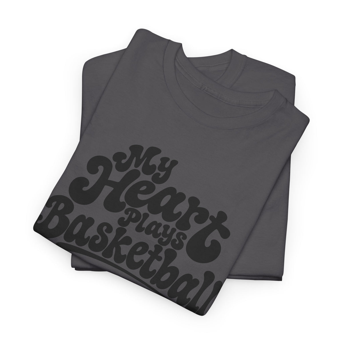 Basketball T-Shirt — "My Heart Beats Basketball" Retro Script