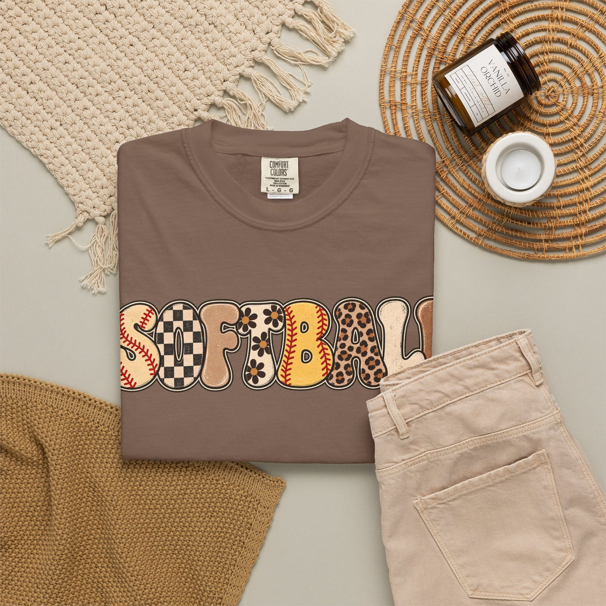 Softball Retro Graphic T-Shirt — Vintage Patterned Lettering