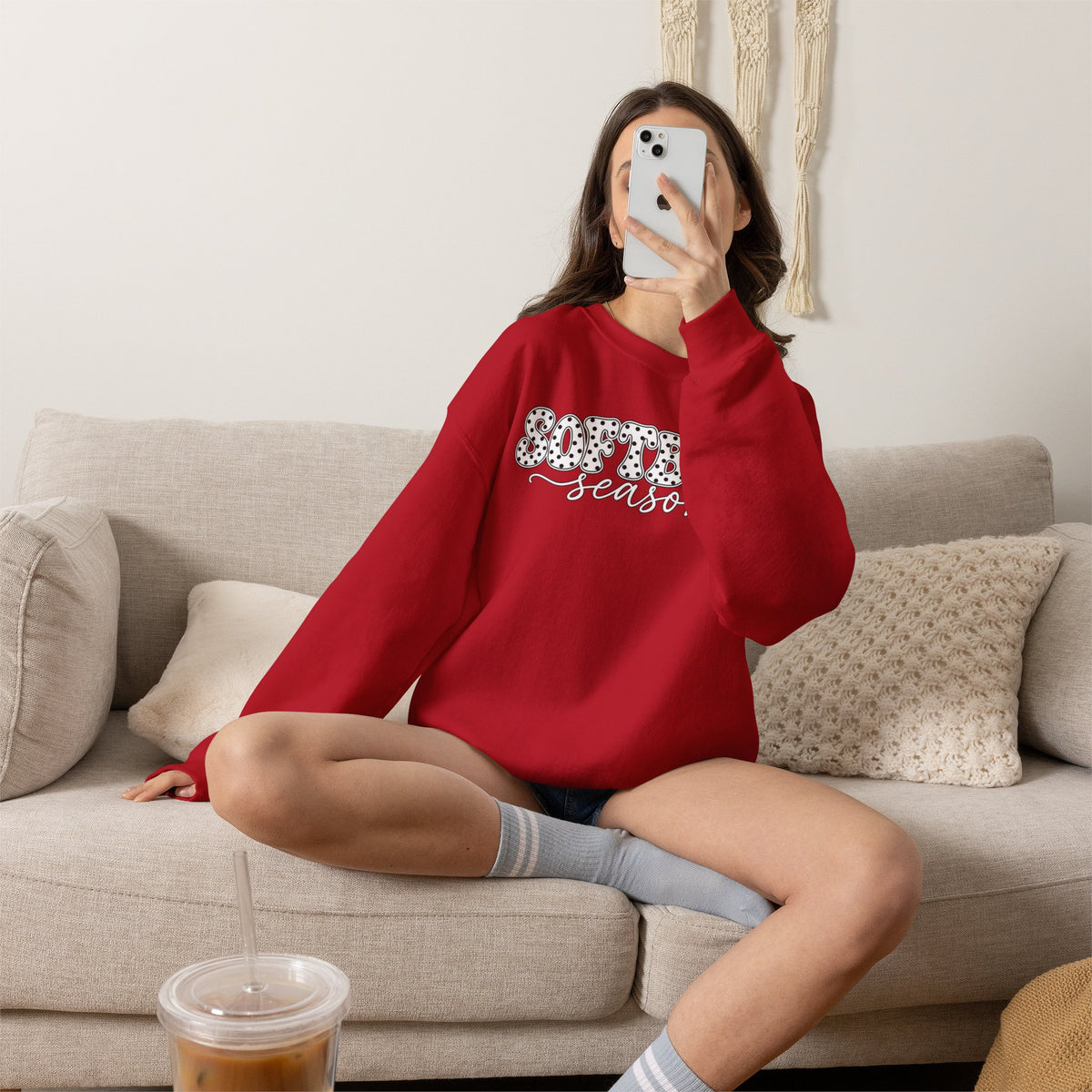 Softball Polka dot Crewneck Sweatshirt