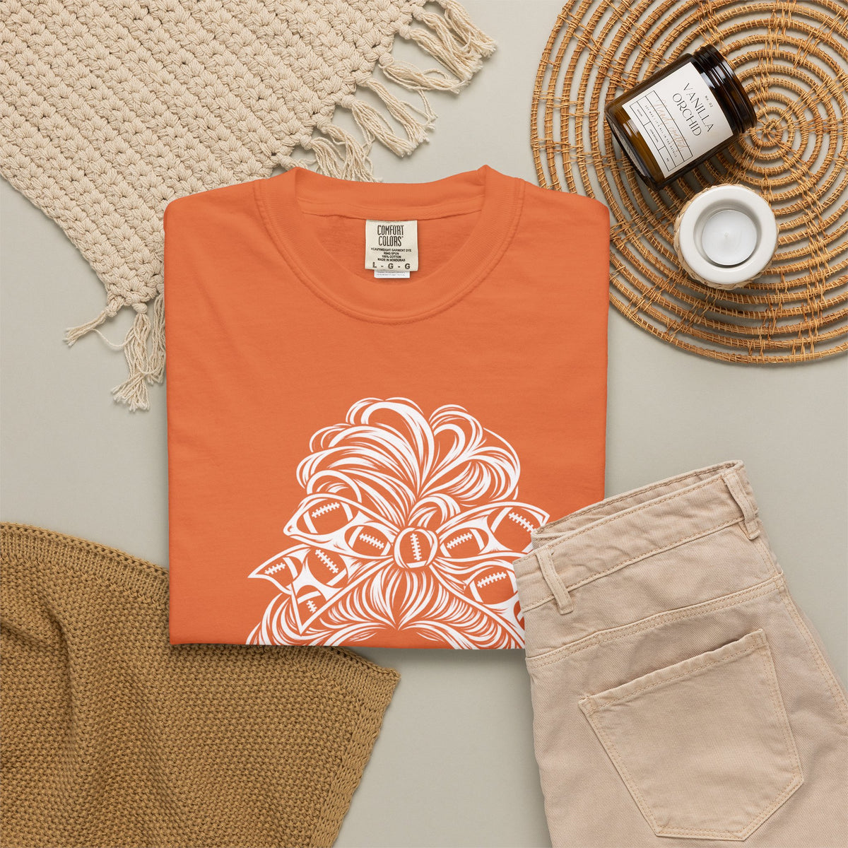 Aint Nothin But A Mom Thang Messy Bun Sunglasses T-Shirt — Football Headband Graphic Tee