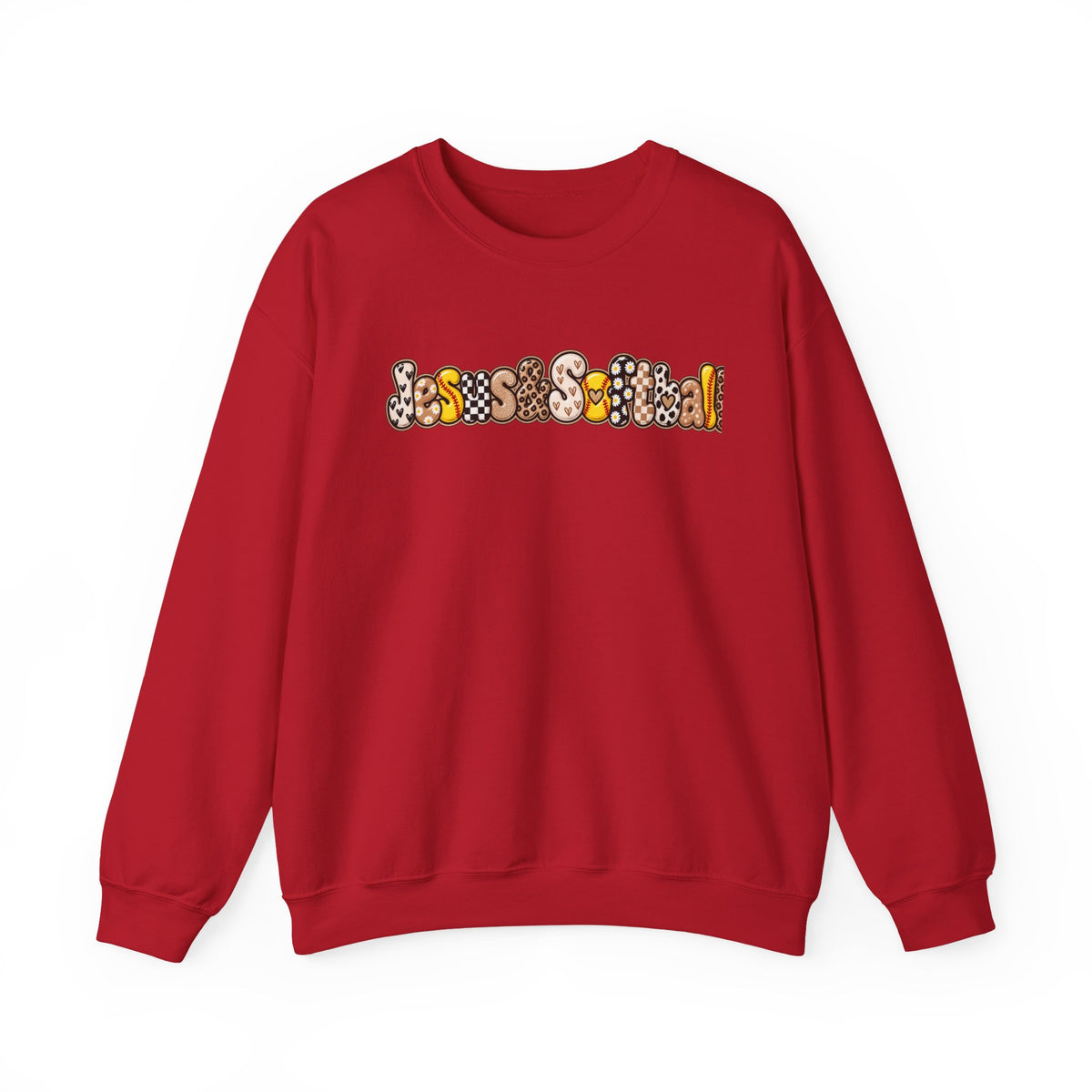 Jesus and Softball Cutsey Design Crewneck Sweatshirt