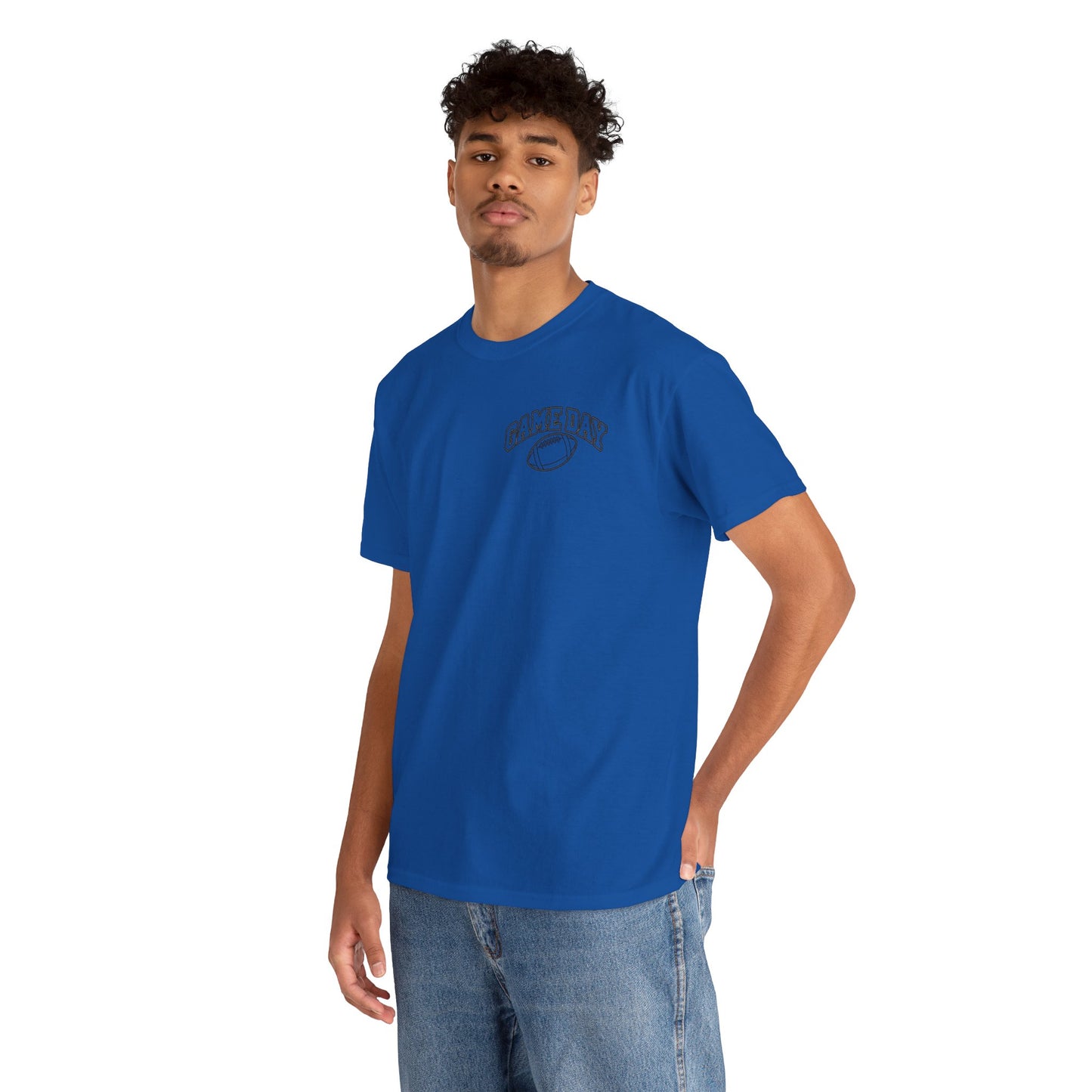 Game Day Football Tee — Minimal Chest Logo White T-Shirt