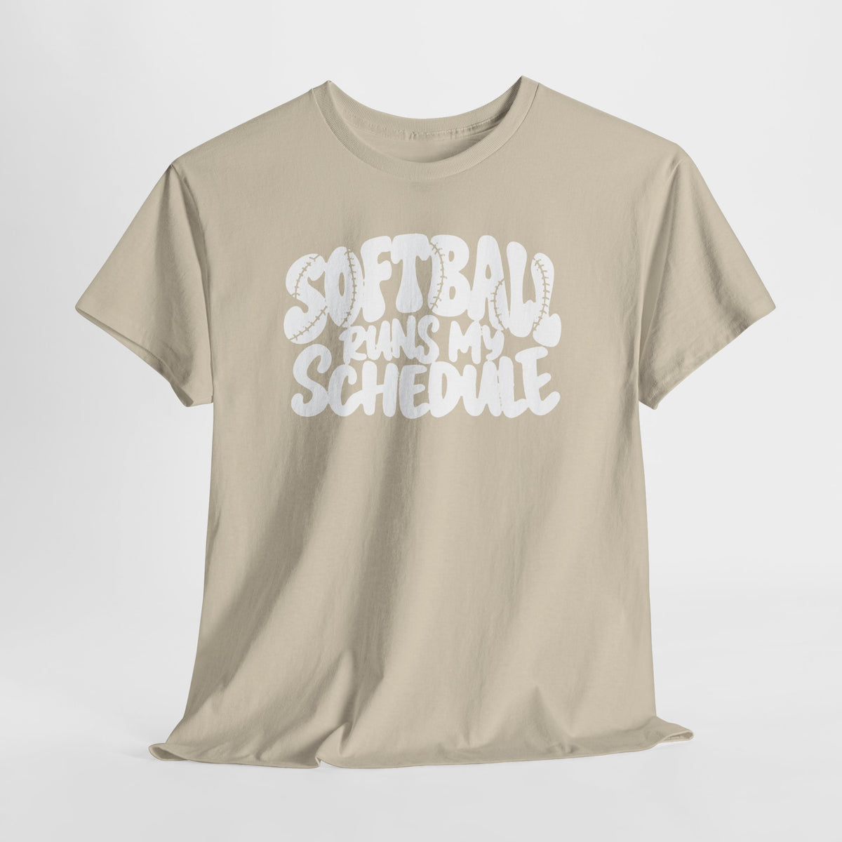 Softball Runs My Schedule T-Shirt — Women's & Girls Softball Mom/Dad Tee