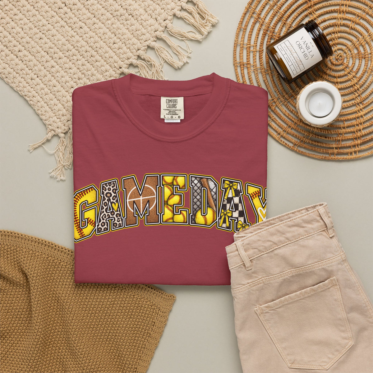 Softball Gameday Retro Patchwork T-Shirt