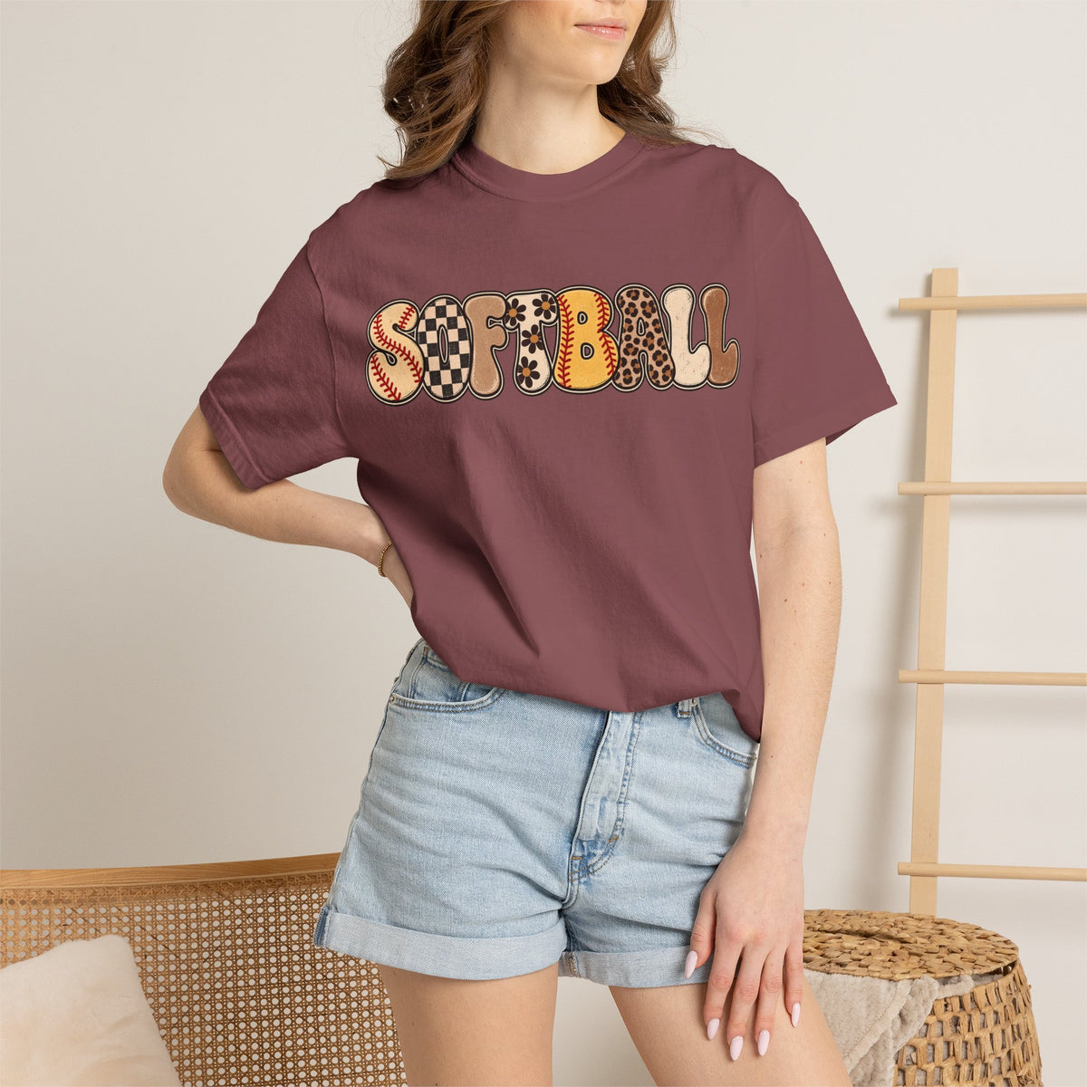Softball Retro Graphic T-Shirt — Vintage Patterned Lettering