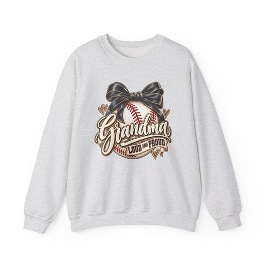 Grandma Loud and Proud Baseball Sweatshirt — Bow Softball Mom Gift
