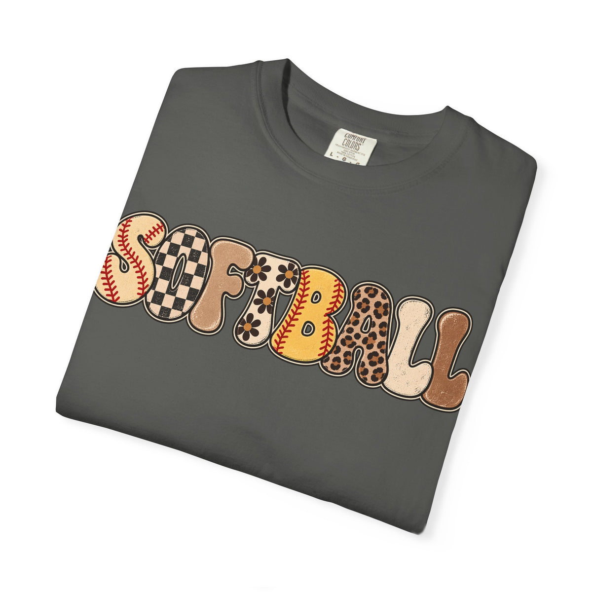 Softball Retro Graphic T-Shirt — Vintage Patterned Lettering