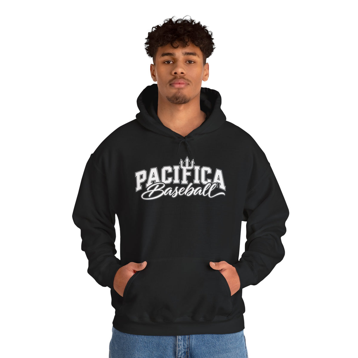 Pacifica Baseball Hoodie — Vintage Script Team Logo Sweatshirt