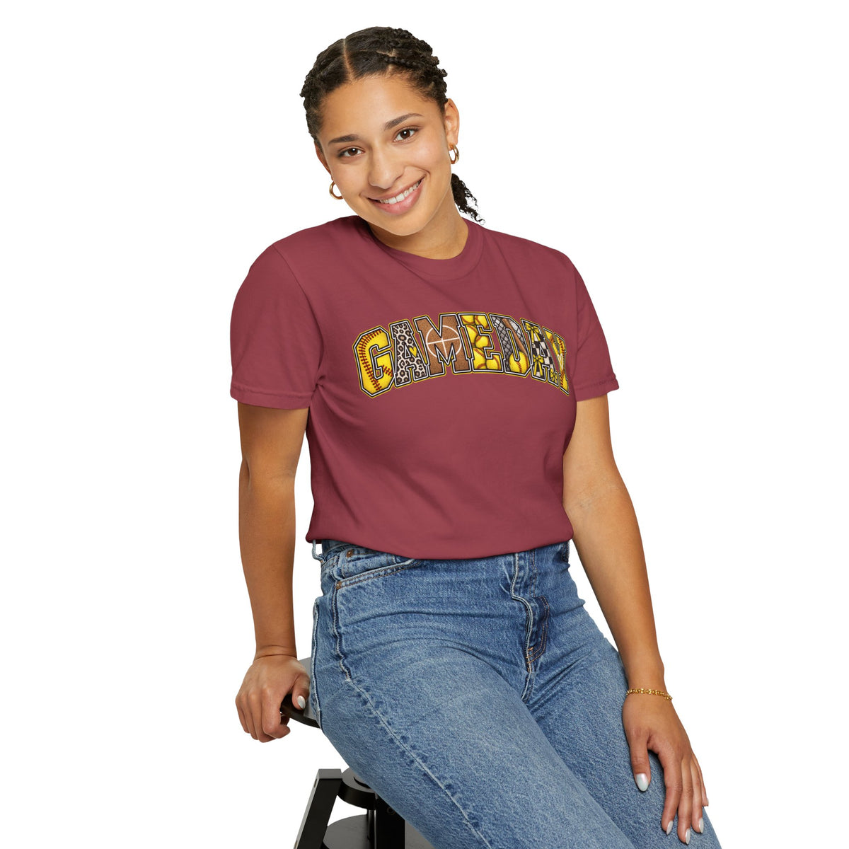 Softball Gameday Retro Patchwork T-Shirt