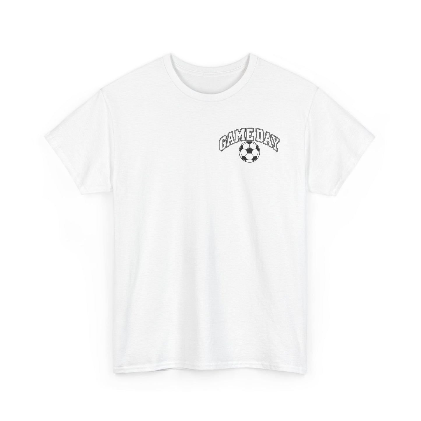 Soccer Dad T-Shirt — 'DAD' Arch with Soccer Ball Chest Graphic