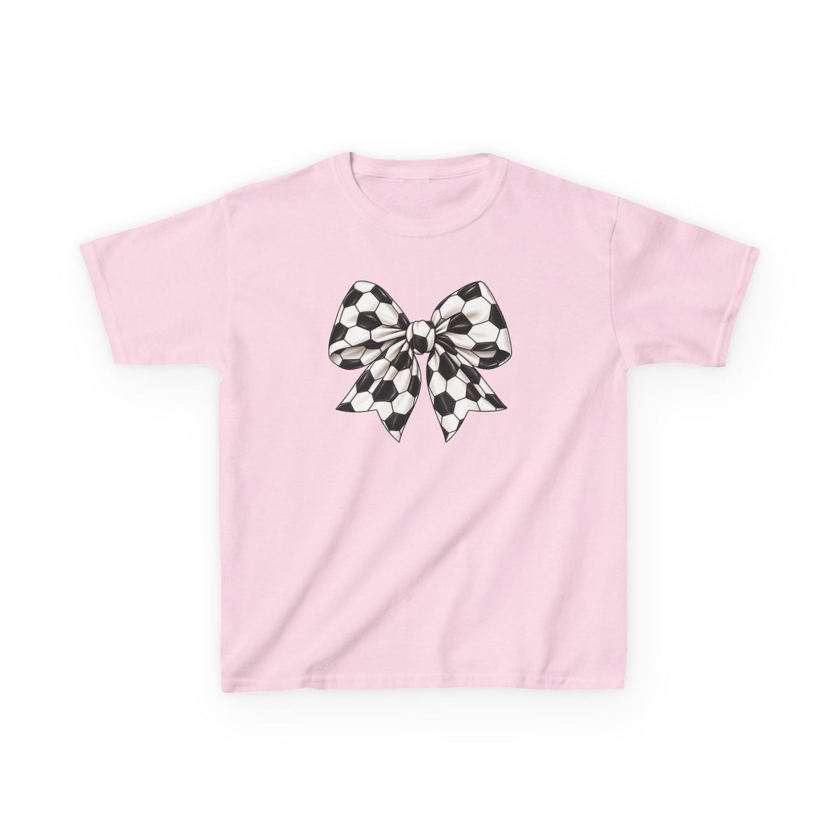 Kids Tee — Black & White Soccer Bow Graphic