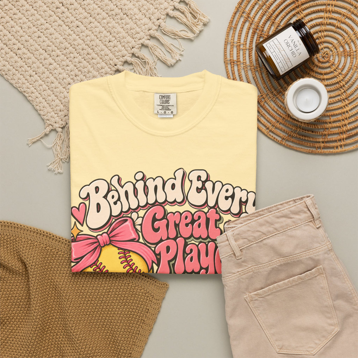 Softball Mom T-Shirt — "Behind Every Great Player Is a Proud Mom" Vintage Floral Design