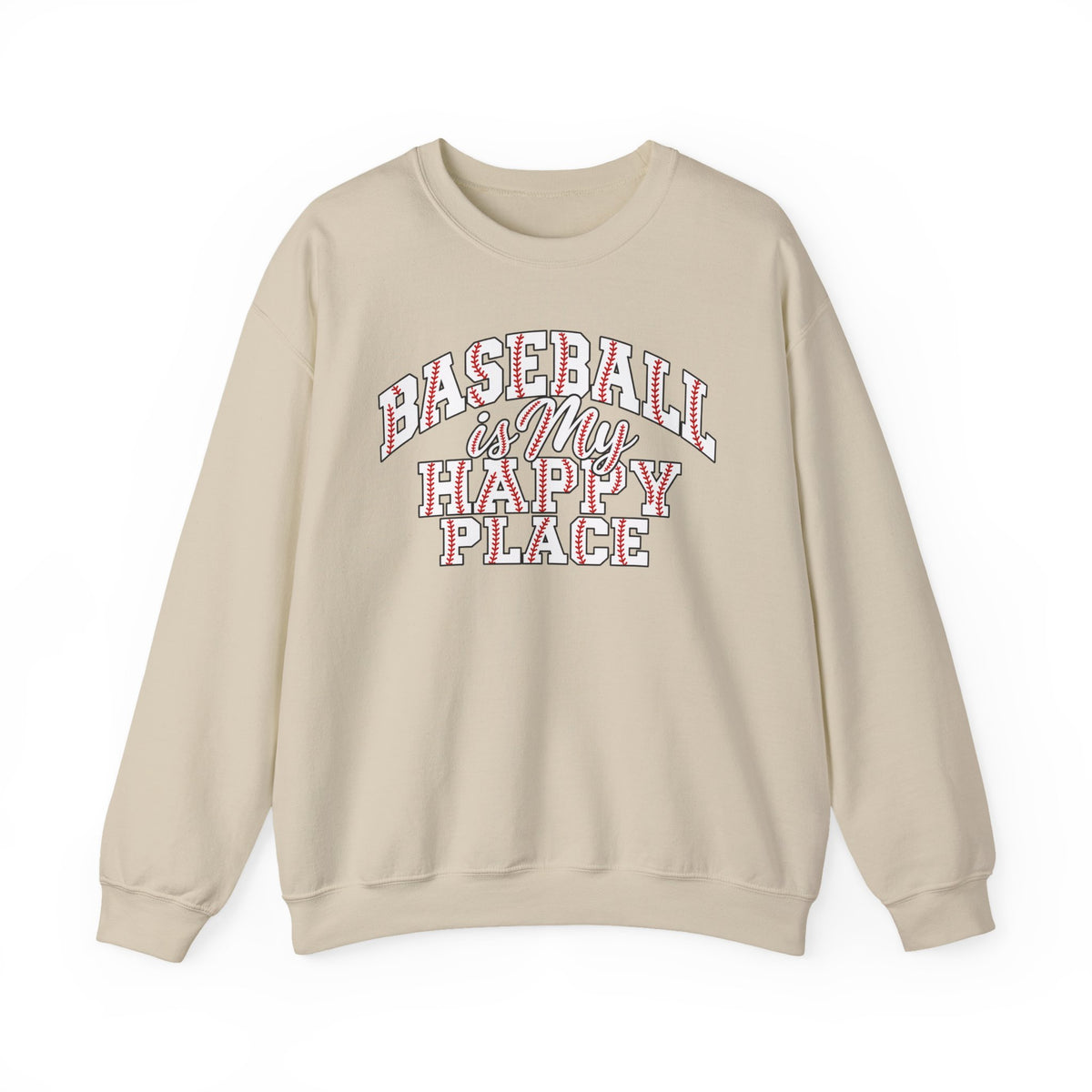 Baseball Is My Happy Place Crewneck Sweatshirt