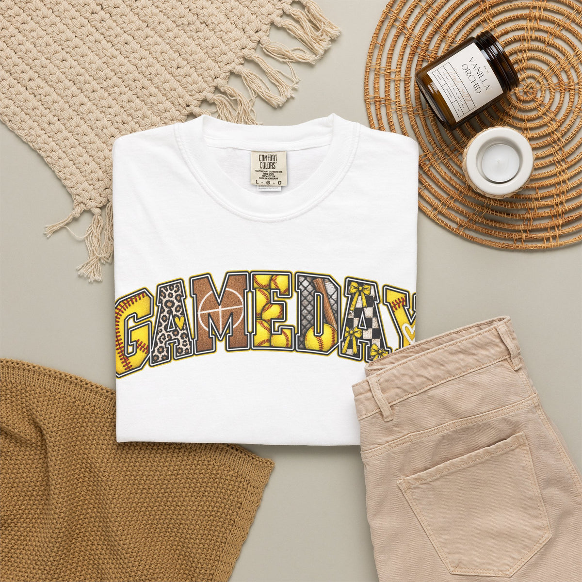 Softball Gameday Retro Patchwork T-Shirt