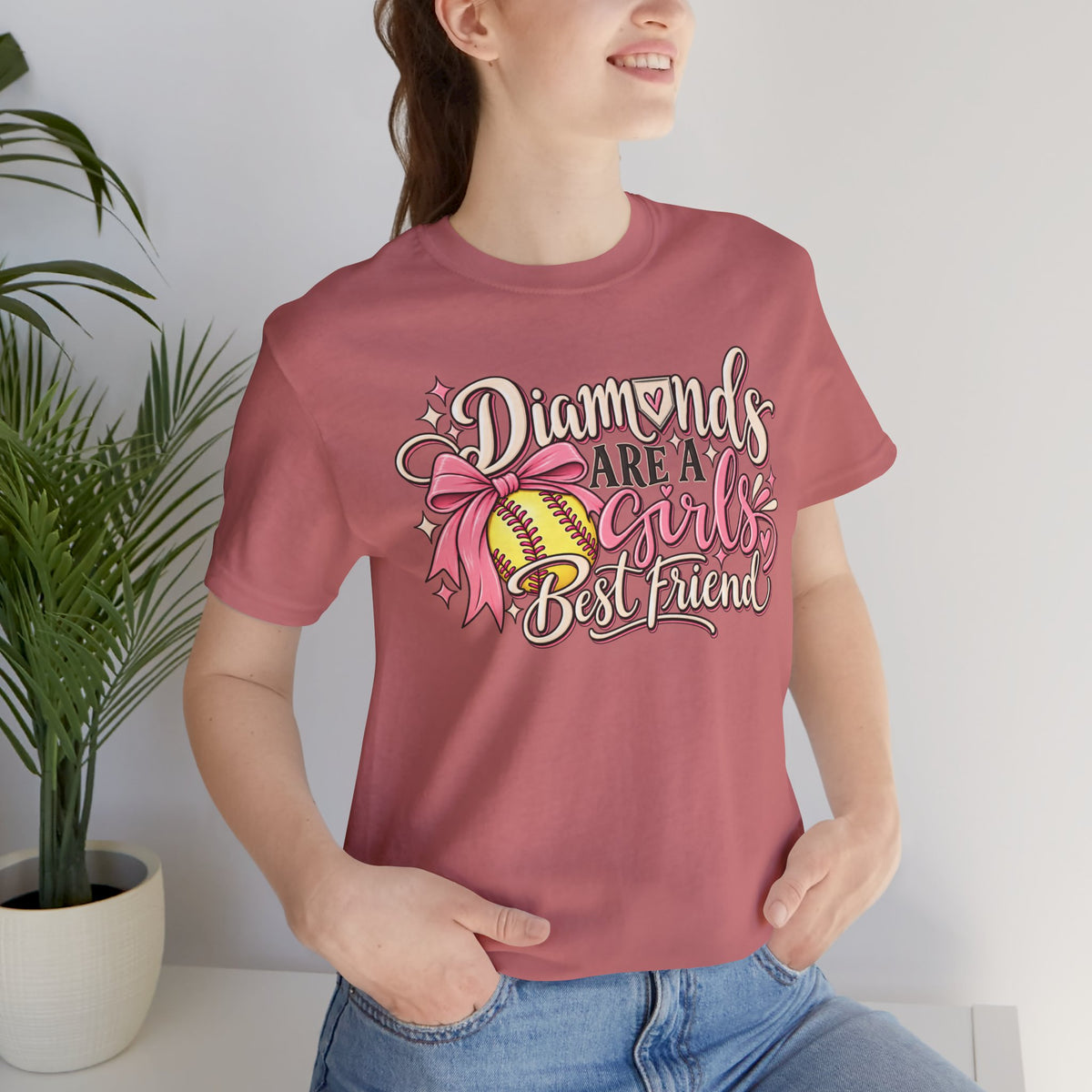 Diamonds Are a Girl's Best Friend Softball Graphic Tee