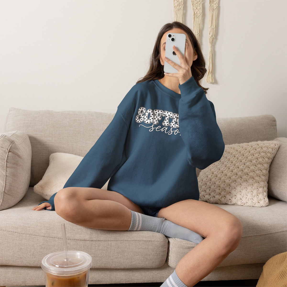 Softball Polka dot Crewneck Sweatshirt
